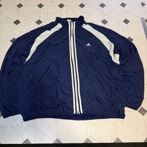 Adidas ClimaProof Blue Windbreaker Track Jacket Mens XL Full Zip